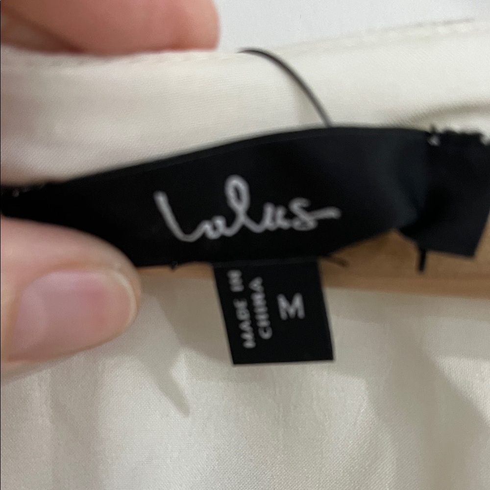 Lulu's Cream Color Long Sleeve V-Neck Dress - Picture 2 of 5